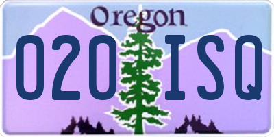 OR license plate 020ISQ
