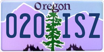 OR license plate 020ISZ