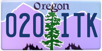 OR license plate 020ITK