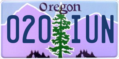 OR license plate 020IUN