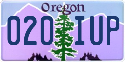 OR license plate 020IUP