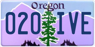 OR license plate 020IVE