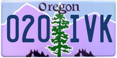 OR license plate 020IVK