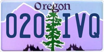 OR license plate 020IVQ