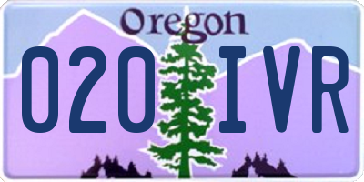 OR license plate 020IVR