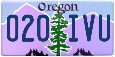 OR license plate 020IVU