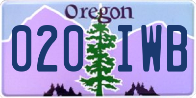 OR license plate 020IWB
