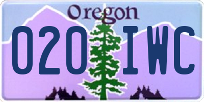 OR license plate 020IWC