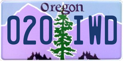 OR license plate 020IWD