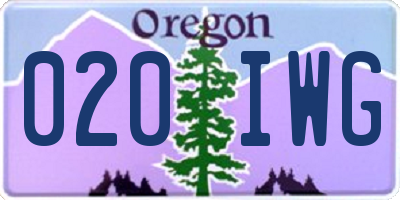 OR license plate 020IWG