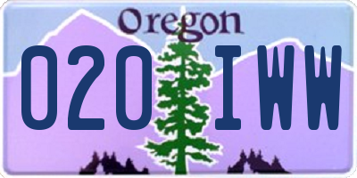 OR license plate 020IWW