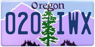 OR license plate 020IWX
