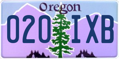 OR license plate 020IXB