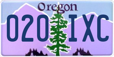 OR license plate 020IXC