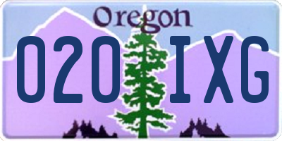 OR license plate 020IXG