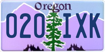 OR license plate 020IXK