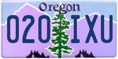 OR license plate 020IXU