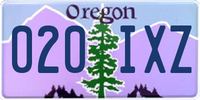 OR license plate 020IXZ