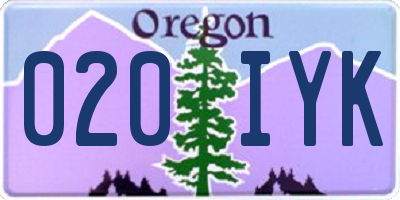 OR license plate 020IYK
