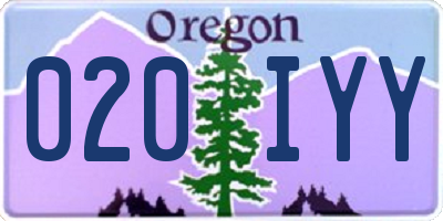OR license plate 020IYY