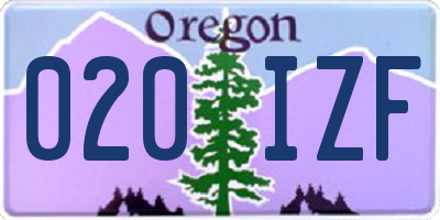 OR license plate 020IZF