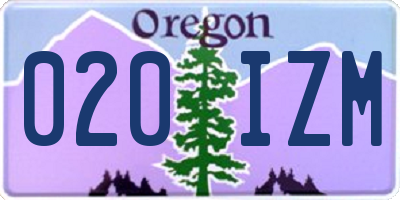 OR license plate 020IZM