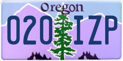 OR license plate 020IZP