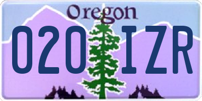 OR license plate 020IZR