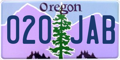 OR license plate 020JAB