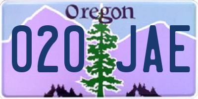 OR license plate 020JAE