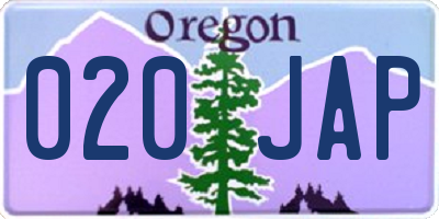 OR license plate 020JAP