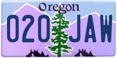 OR license plate 020JAW