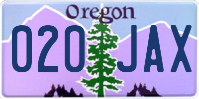 OR license plate 020JAX