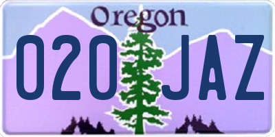 OR license plate 020JAZ