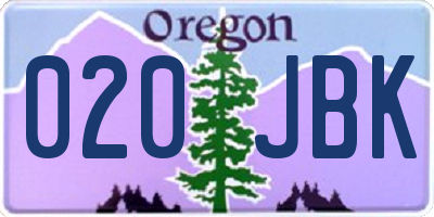 OR license plate 020JBK