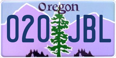 OR license plate 020JBL