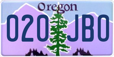 OR license plate 020JBO