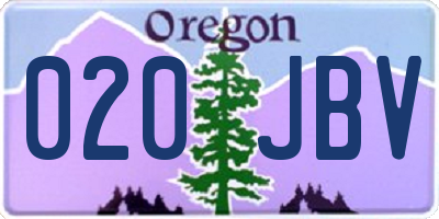 OR license plate 020JBV