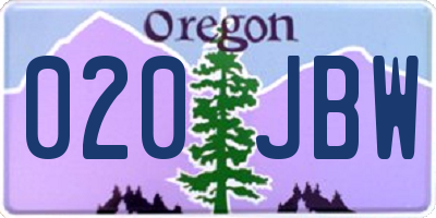OR license plate 020JBW