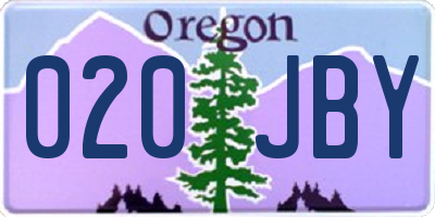 OR license plate 020JBY