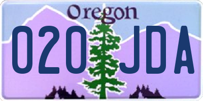 OR license plate 020JDA