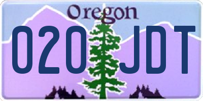 OR license plate 020JDT