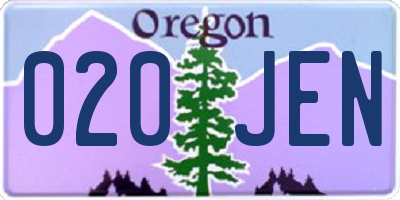 OR license plate 020JEN