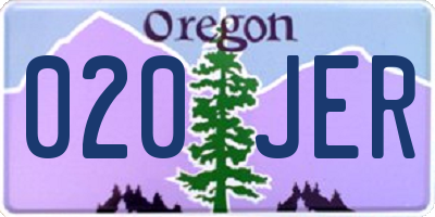 OR license plate 020JER