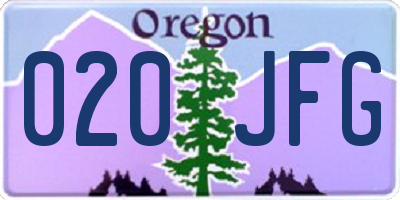OR license plate 020JFG