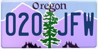OR license plate 020JFW