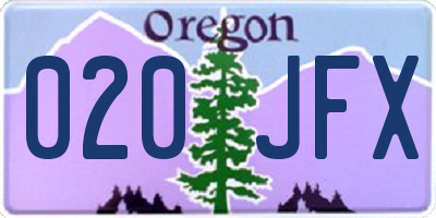 OR license plate 020JFX