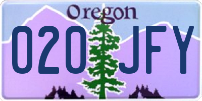 OR license plate 020JFY