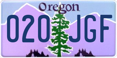 OR license plate 020JGF