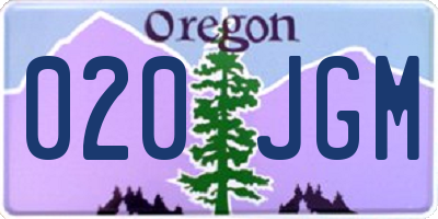OR license plate 020JGM